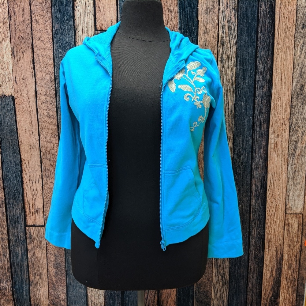 Zip Front Light Blue Hoodie
